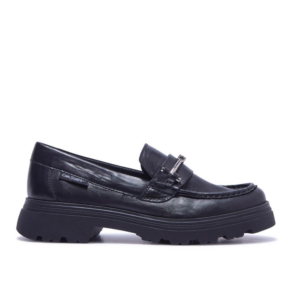 Carl Scarpa Alsenso Black Leather Loafers